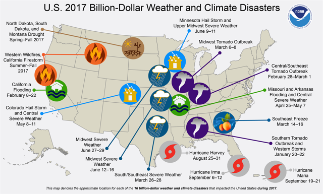 2017 Billion Dollar Disaster Map (NOAA)